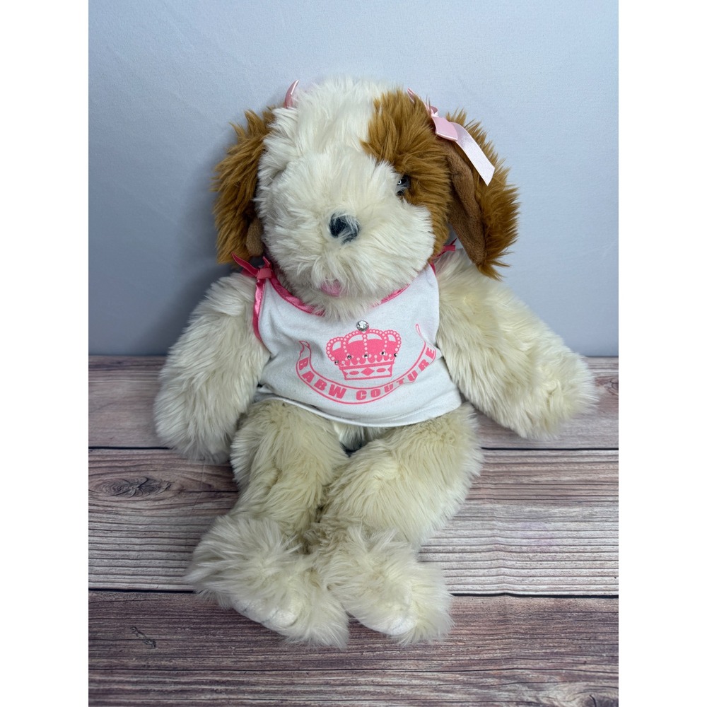 Build-A-Bear Workshop Brown Cream Puppy Dog Plush BABW Couture Tank Top 18 Inch‎